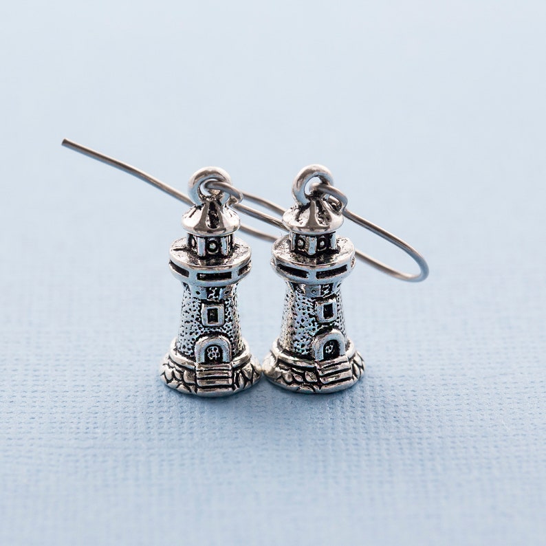 Lighthouse Earrings Hypoallergenic Steel Ear Wires Nautical Etsy