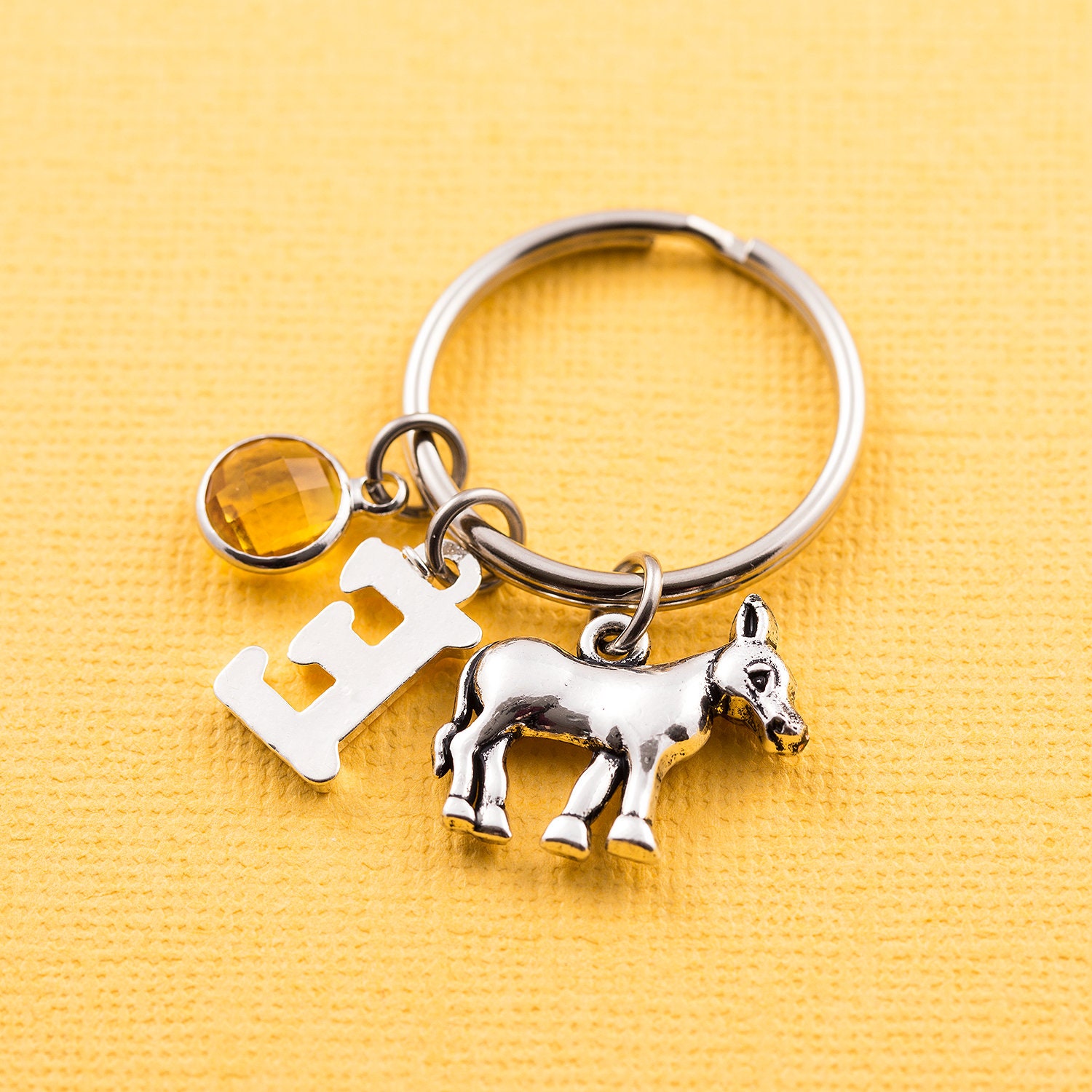 Donkey Keychain Donkey Keyring Custom Keychain Birthstone | Etsy UK