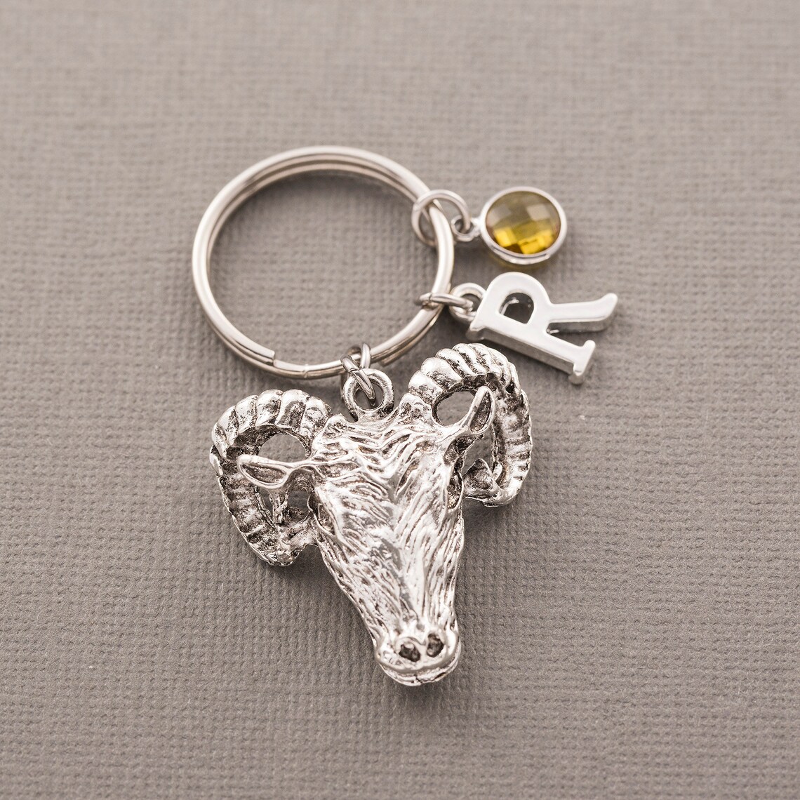 Personalised ram head keyring ram keychain initial charm Etsy
