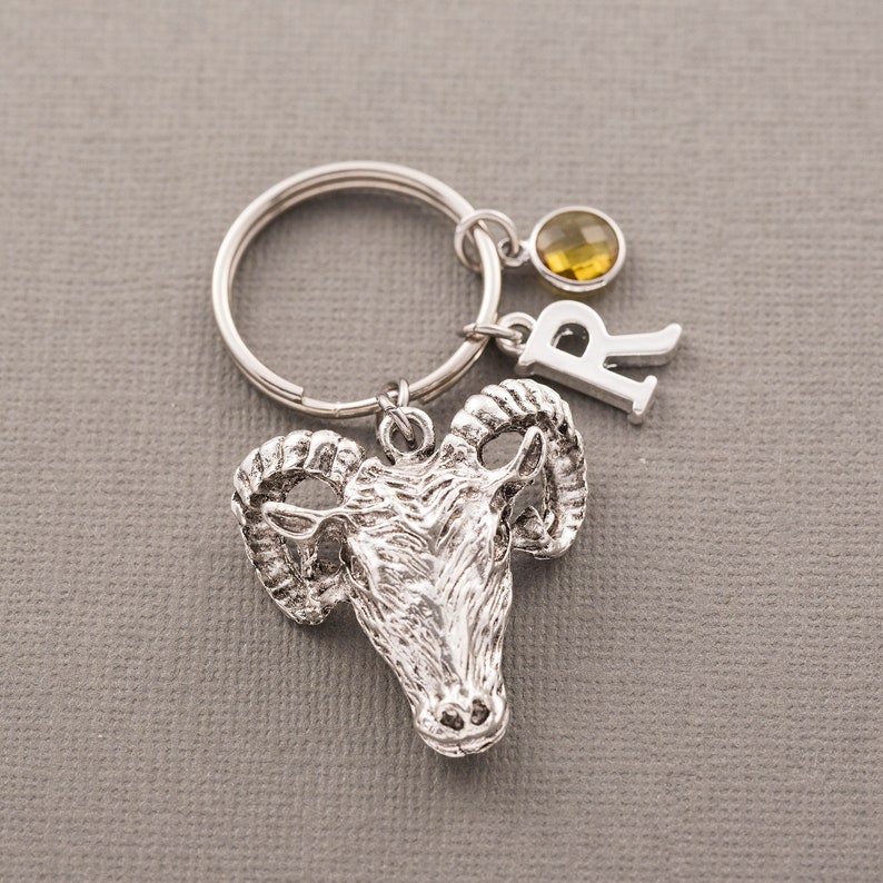 Personalised ram head keyring ram keychain initial charm Etsy