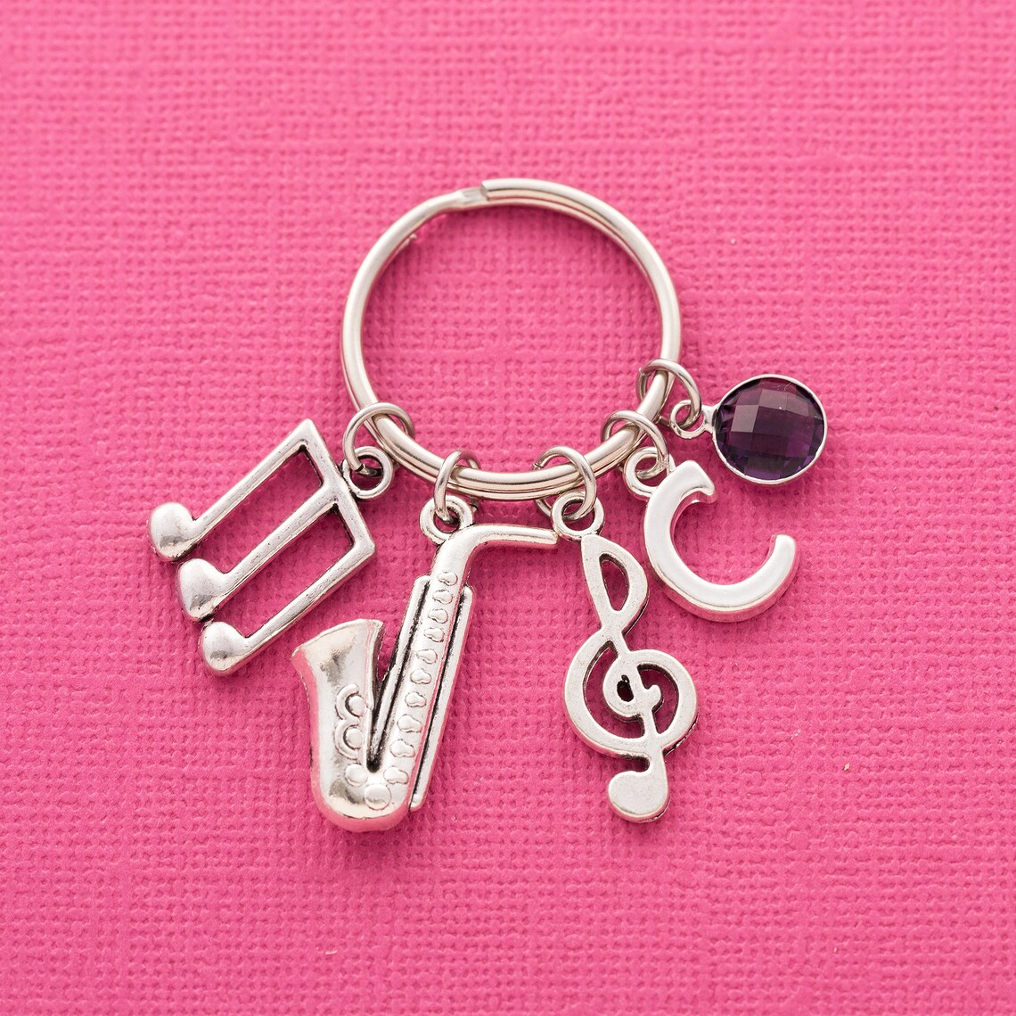Personalized Saxophone Keychain Keyring Saxophone Player Etsy