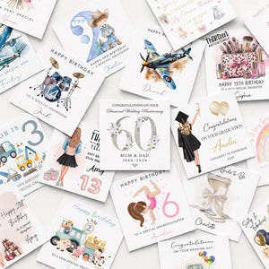 Personalised diamond 60th wedding anniversary card, 60 years married, any names relations, mum & dad, grandparents, friends, greetings card image 5