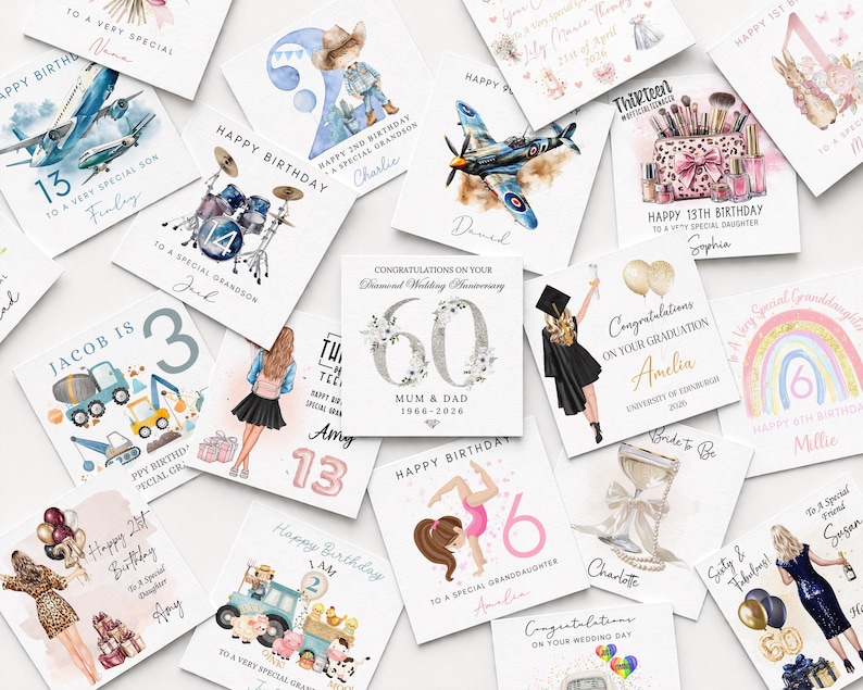 Personalised diamond 60th wedding anniversary card, 60 years married, any names relations, mum & dad, grandparents, friends, greetings card image 5