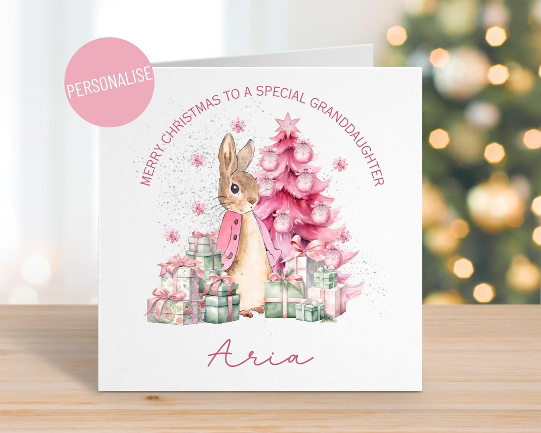 Girl Carol Singer Spotted Dog Personalised Christmas Card Great Granddaughter Niece Sister