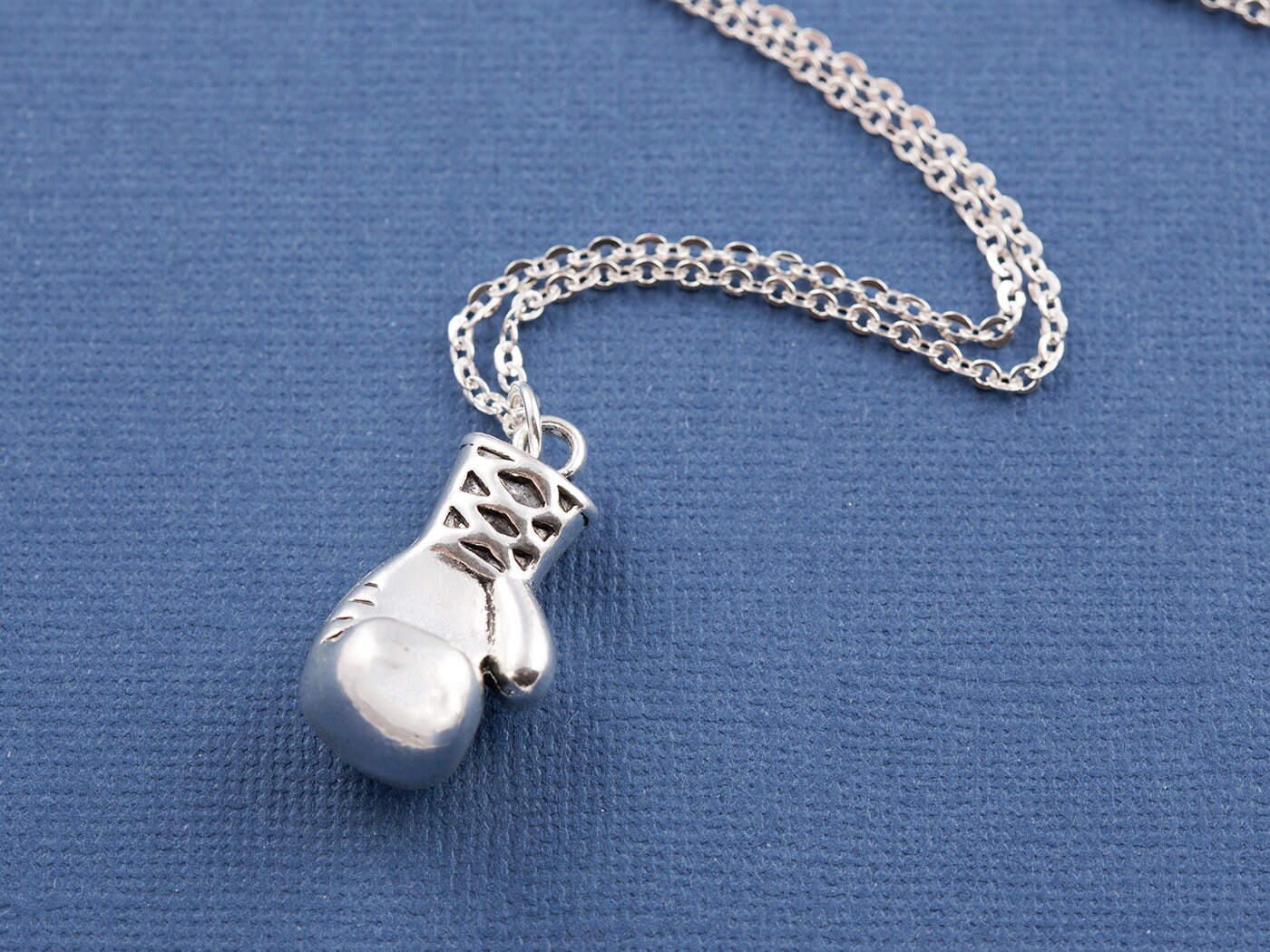 Boxing glove necklace long chain sports jewelry boxing fan Etsy