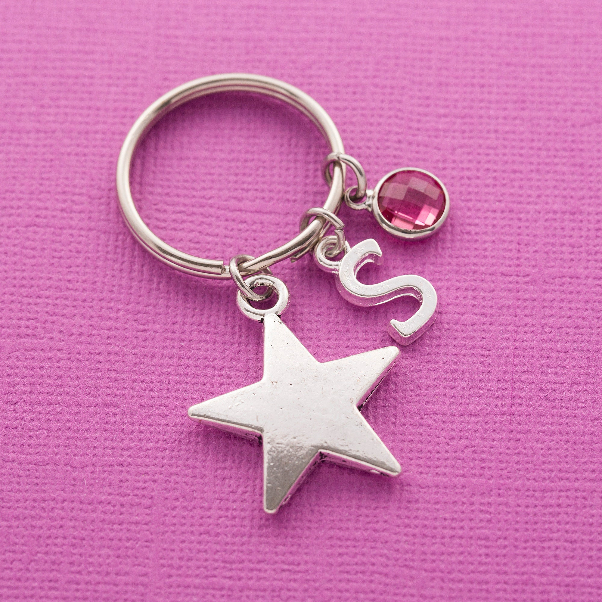 Personalised Star Keyring Custom Keychain Initial Charm Etsy UK