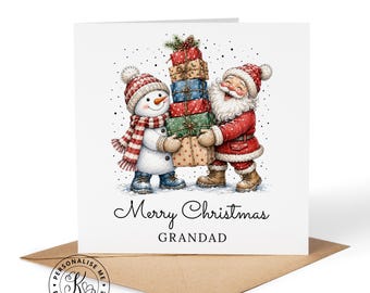 Tarjeta de Navidad personalizada para adultos. Feliz Navidad. Tarjeta con cualquier nombre, parentesco, abuelo, abuela, tía, tío, amigo, hermana, hermano.