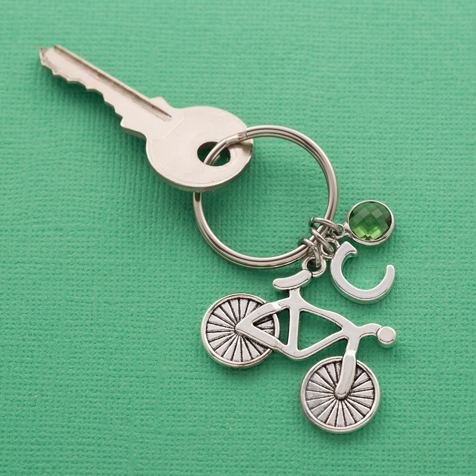 Personalised Bicycle Keyring Bike Keychain Birthstone Charm Etsy UK