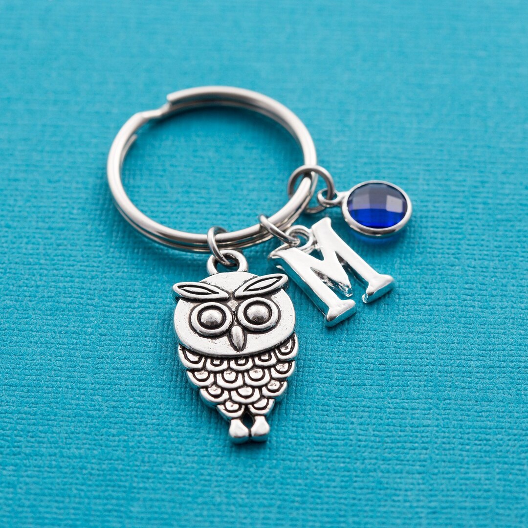 Personalized Owl Keychain Owl Keyring Personalized Owl Gift Etsy UK