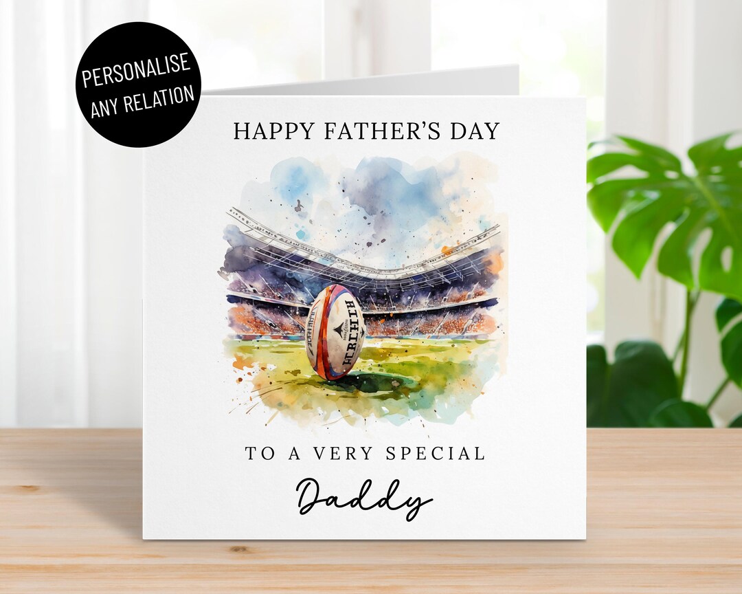 Personalised Rugby Happy Father's Day Card, for Any Relation, Rugby ...