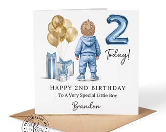 Tarjeta de cumpleaños personalizada para bebés, niños pequeños, niños de cualquier edad (1.º, 2.º, 3.º), cualquier nombre, parentesco (hijo, nieto, sobrino, hermano).