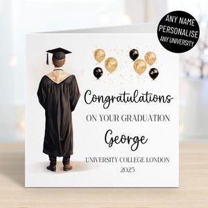Personalised graduation card for him, any name, any university or college, middle or high school grad, congratulations card, greetings card