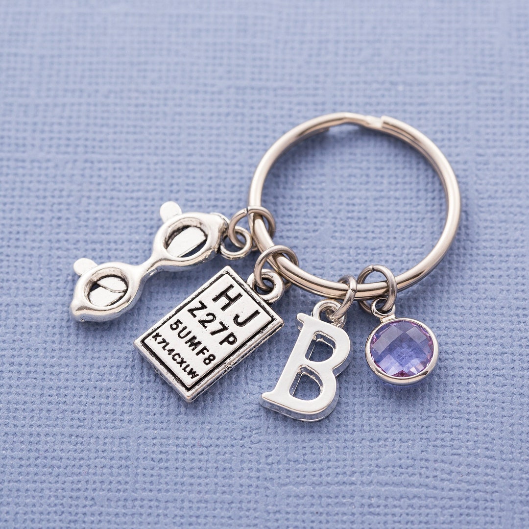 Personalized Optician Keyring Eye Test Chart Glasses Charm Etsy