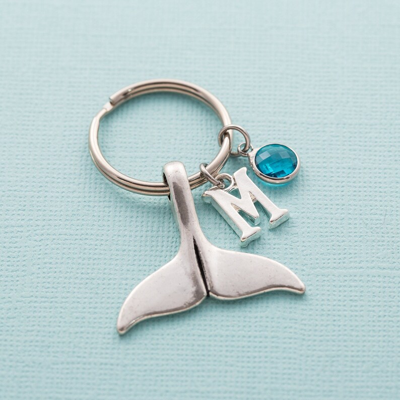 Personalised Whale Tail Keyring Custom Keychain Birthstone Etsy UK