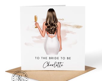 Tarjeta personalizada para la futura novia, despedida de soltera, fiesta de soltera, cualquier nombre, tarjetas de boda, elige peinado.