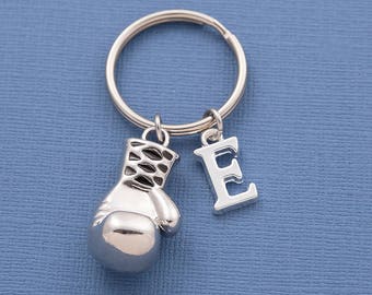 Boxing glove keychain, boxing keyring, personalized keyring, initial keychain, gift for boxer, gift for him, sports keychain, boxing fan