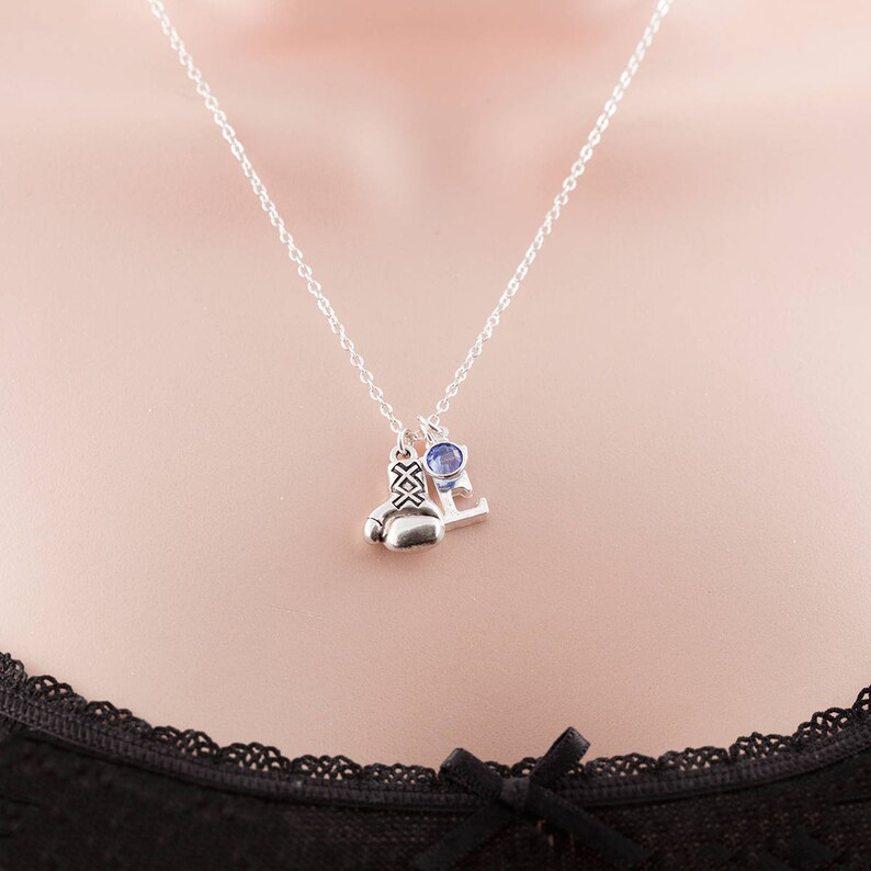 Boxing Glove Necklace Personalized Jewelry Initial Necklace Etsy