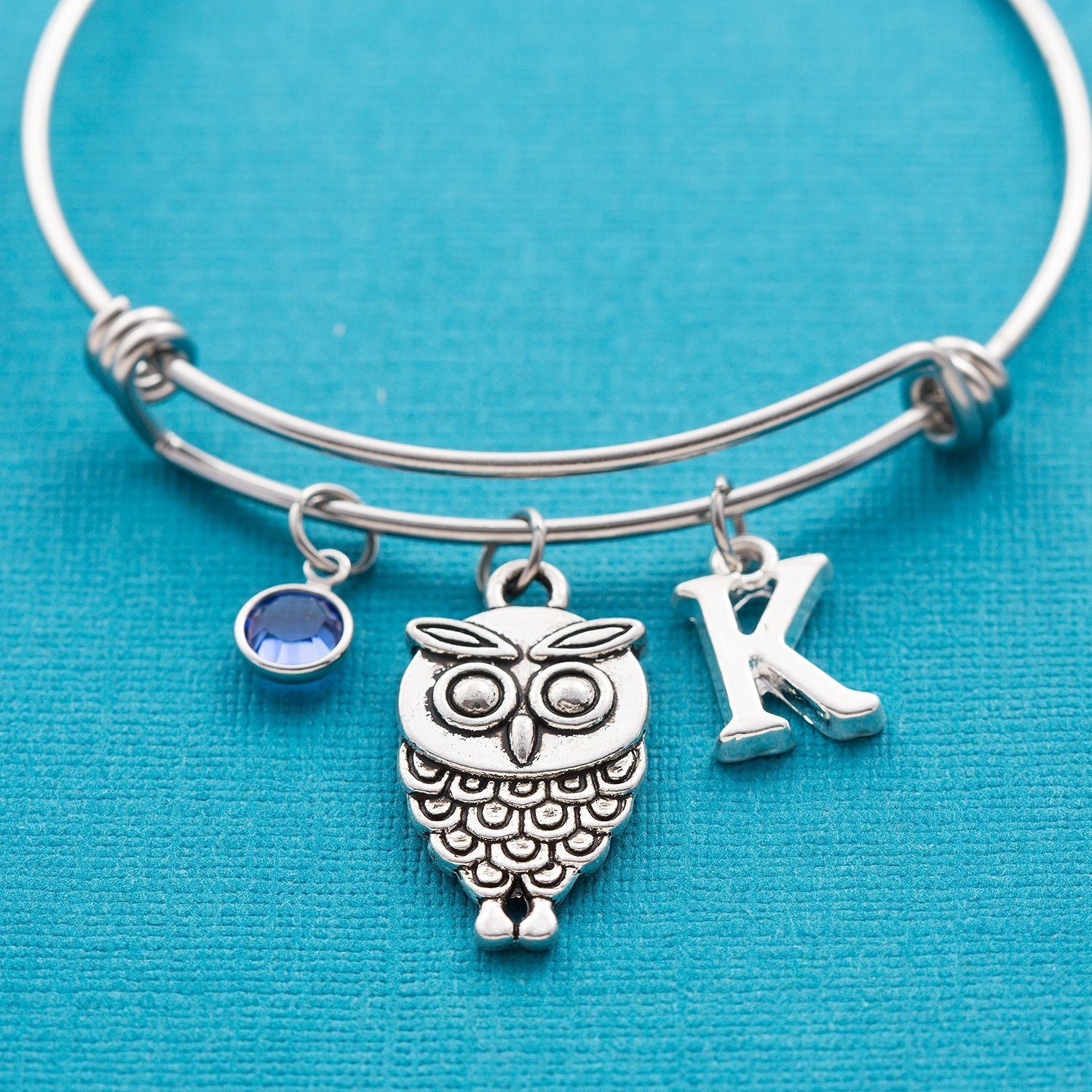 Personalized Owl Bracelet Hypoallergenic Steel Bangle Owl Etsy UK
