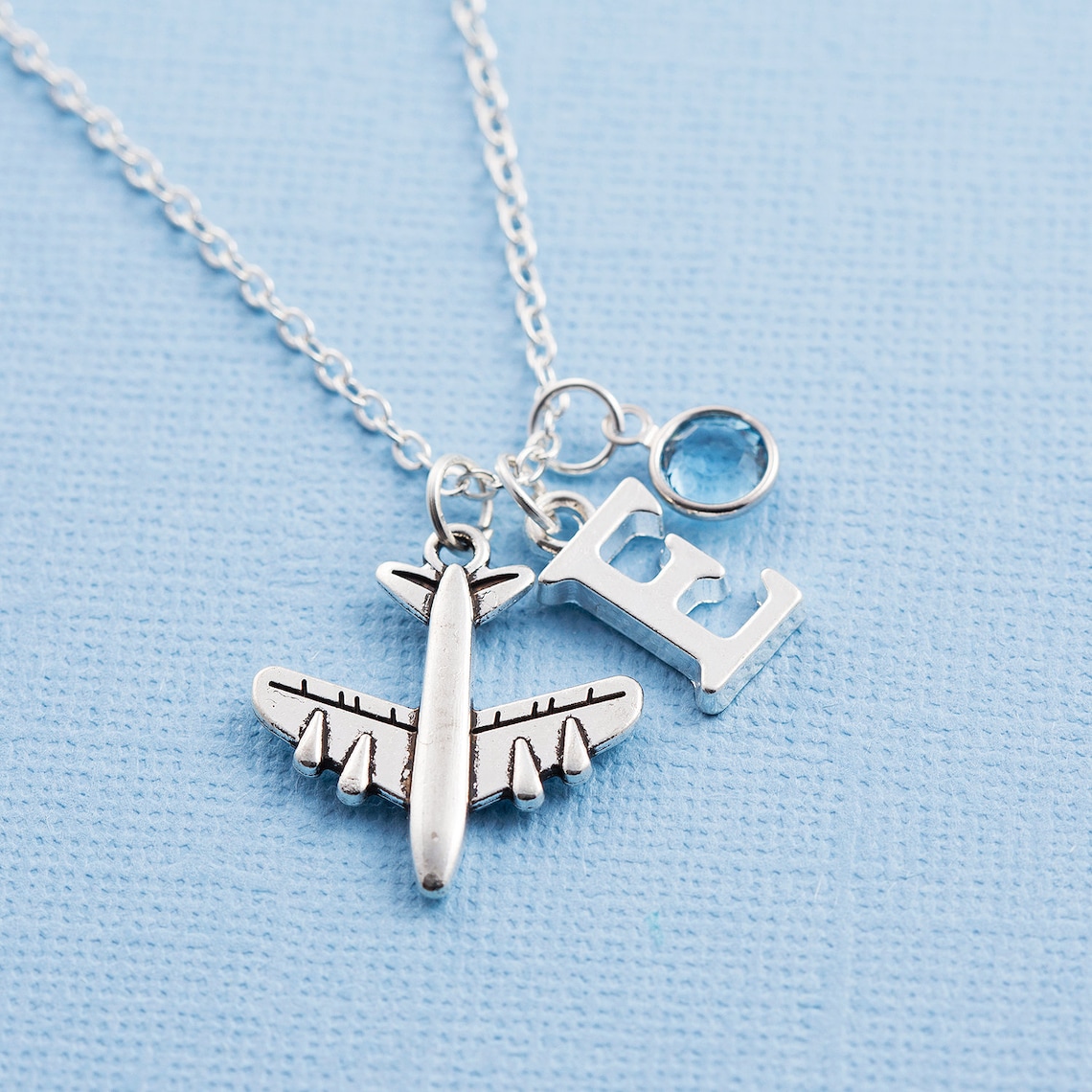 Personalized airplane necklace aeroplane necklace initial Etsy