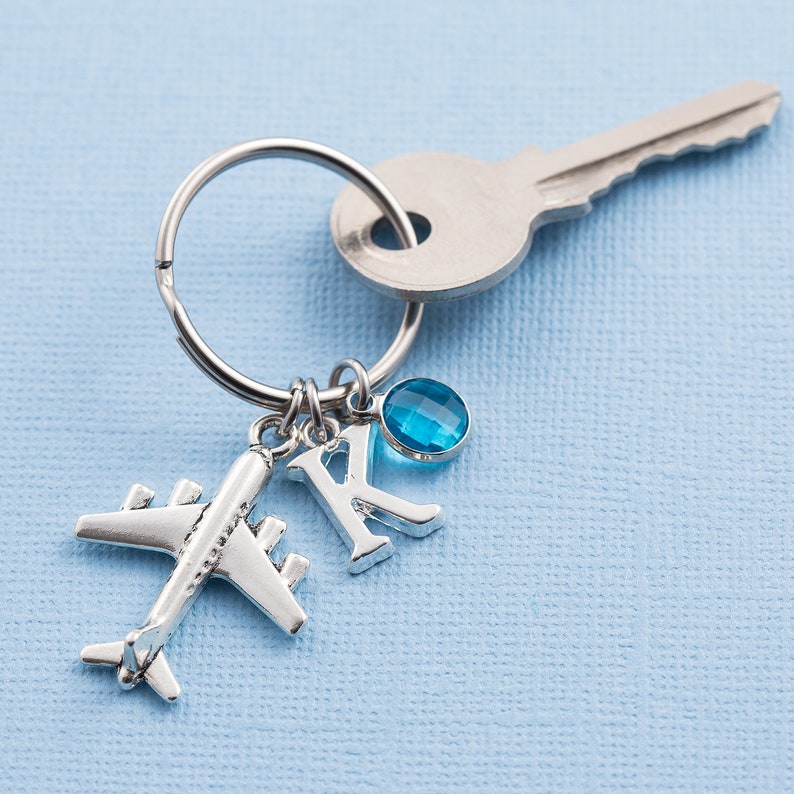 Personalized Airplane Keychain Aeroplane Keyring Custom Etsy