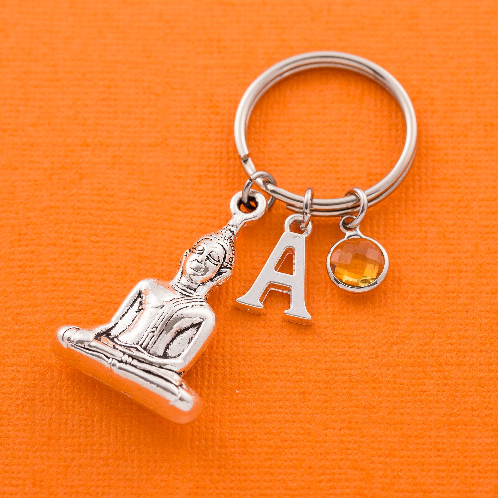 Personalised Buddha Keyring Custom Keychain Birthstone Etsy UK