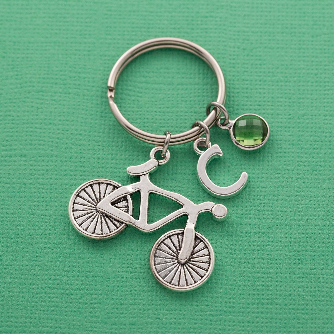 Personalised Bicycle Keyring Bike Keychain Birthstone Charm Etsy UK