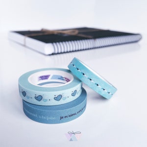 Decorative adhesive tapes | BLUE Hearts | Washi tape | Planner craft tape | Decorative ribbons