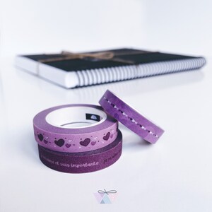 Decorative adhesive tapes | PURPLE Hearts | Washi tape | Planner craft tape | Decorative ribbons
