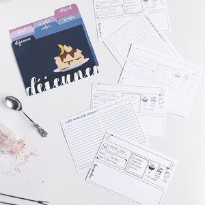 6X4 FICHES et SÉPARATEURS RECETTES | Ensemble de départ | Petit format | Fiche Recette vierge