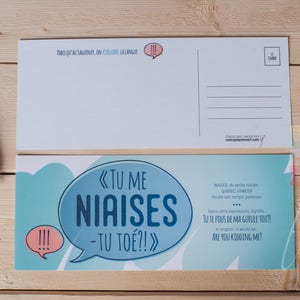 Carte Postale "Tu me niaises-tu toé?!" | Saguenay | Carte | Impression | Souvenir du Saguenay | Papeterie | Postal card | Card | Print