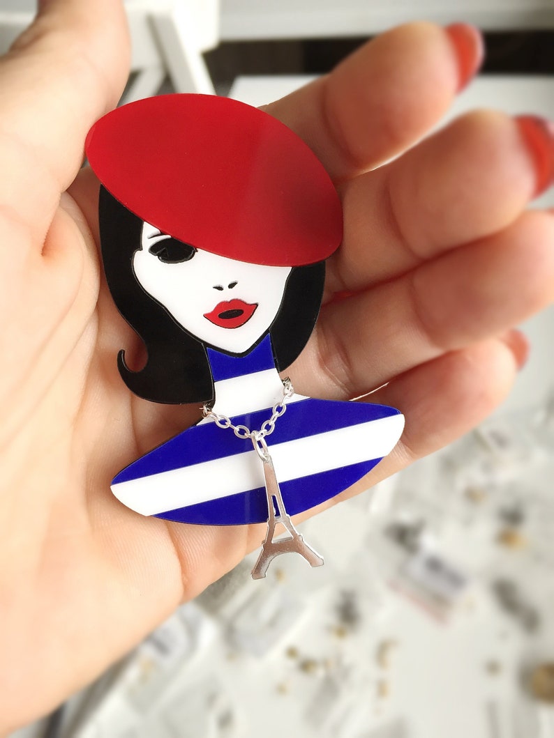 Chanel brooch pin Shawl pin Lucite Lapel pin Acrylic pin Cc Etsy