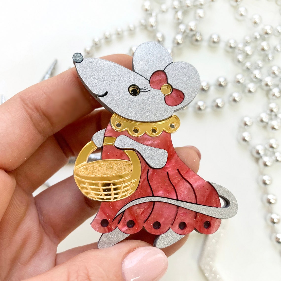 White Rat pin Mouse Brooch Acrylic plexiglass badge pin Etsy