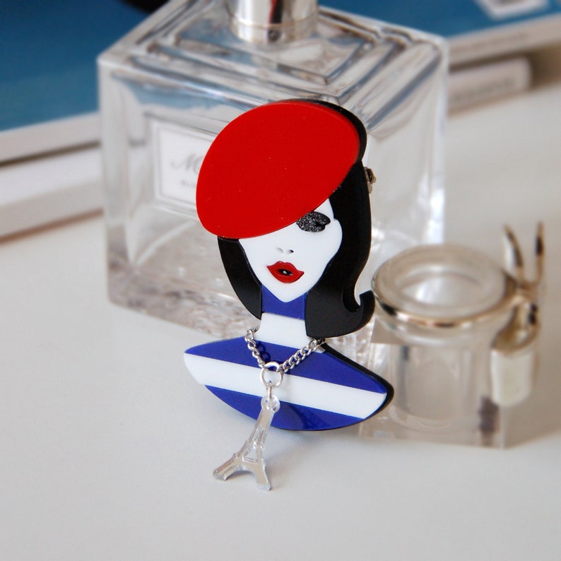 Chanel brooch pin Shawl pin Lucite Lapel pin Acrylic pin Cc Etsy