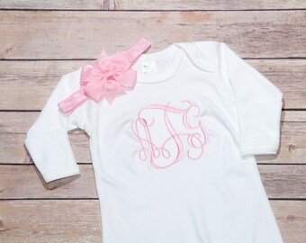 monogram baby gown etsy