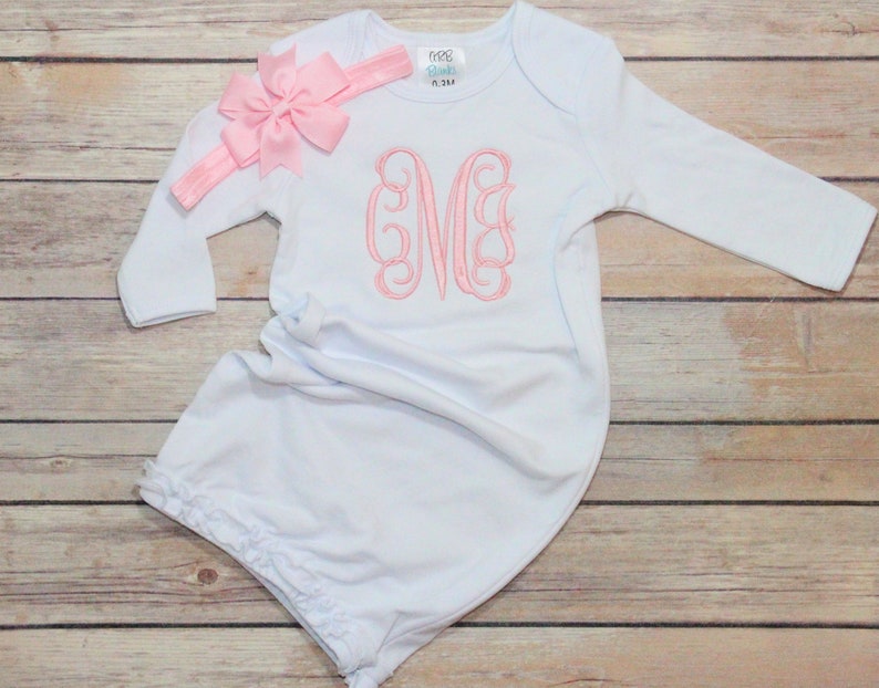 Monogrammed Baby Gown Personalized Newborn - Etsy