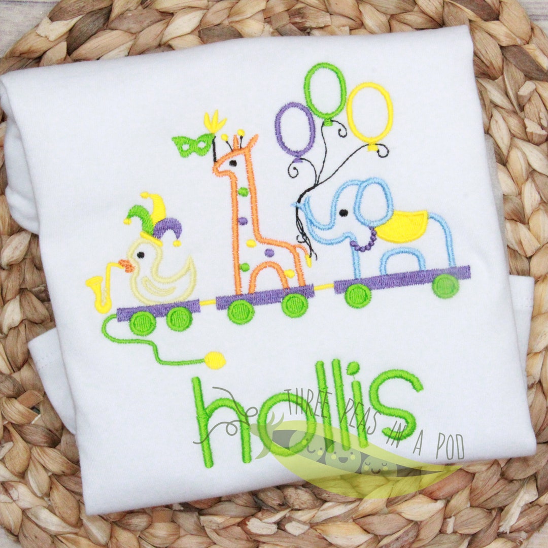 Mardi Gras Shirt, Baby Animal Mardi Gras, Animal Train Mardi Gras Shirt