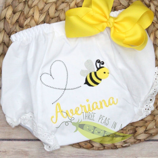 Baby Girl Bee Monogrammed Bloomers/Diaper Cover
