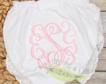 Baby Girl Monogrammed Bloomers/Diaper Cover