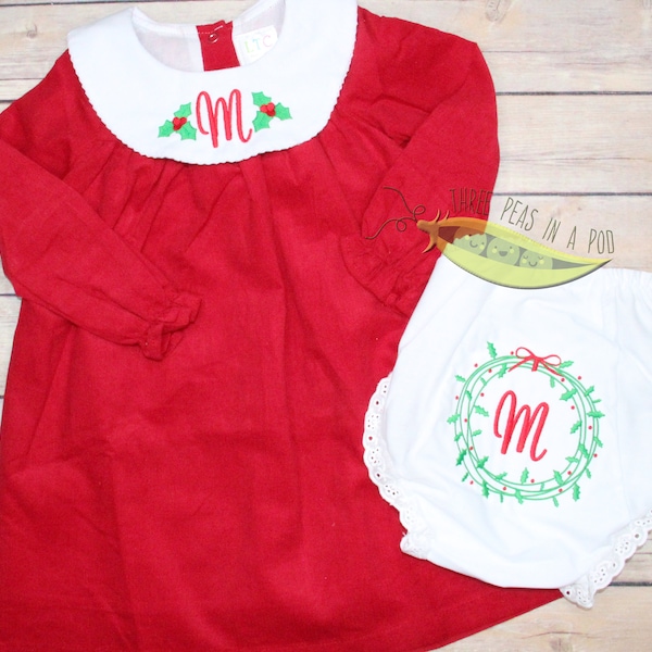 Christmas Dress, Red Corduroy Bishop Dress