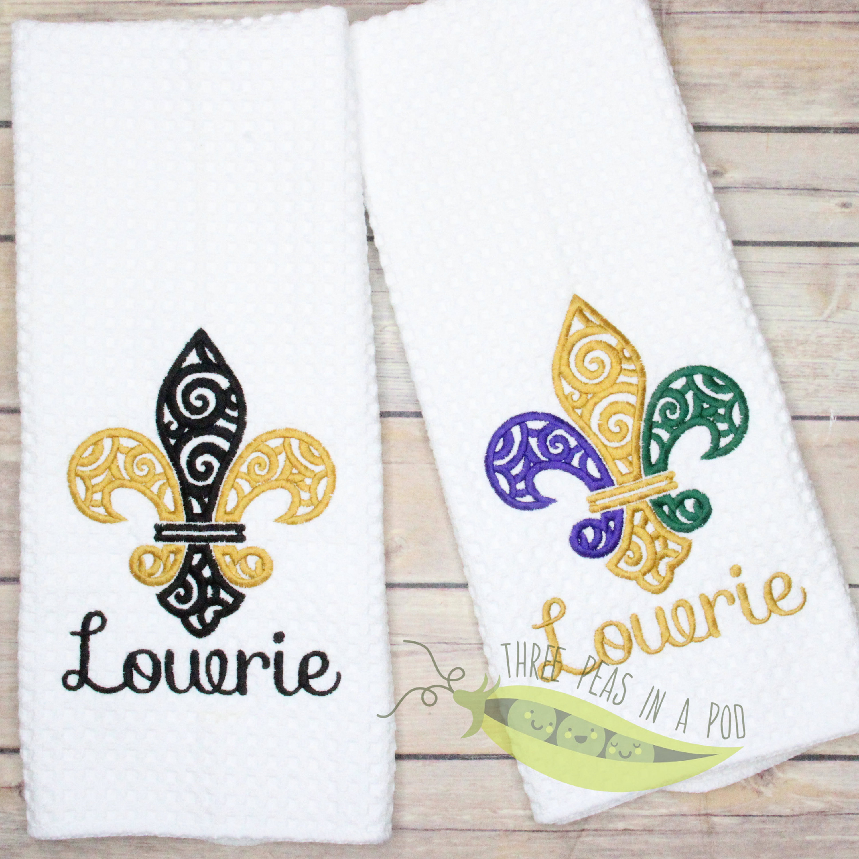 Fleur De Lis Kitchen Towel Embroidered Gift Etsy