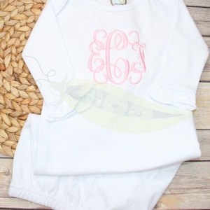 Monogrammed Baby Gown Personalized Newborn