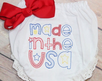 Made in the USA Baby Girl Monogrammed Bloomers/Diaper Cover