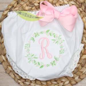 Baby Girl Monogrammed Bloomers/Diaper Cover, Floral Monogrammed Bloomers, Spring Bloomers