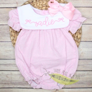 Baby Girl Romper, Baby Girl Bubble Romper, Ruffle Romper, Spring Outfit, Gingham Bubble