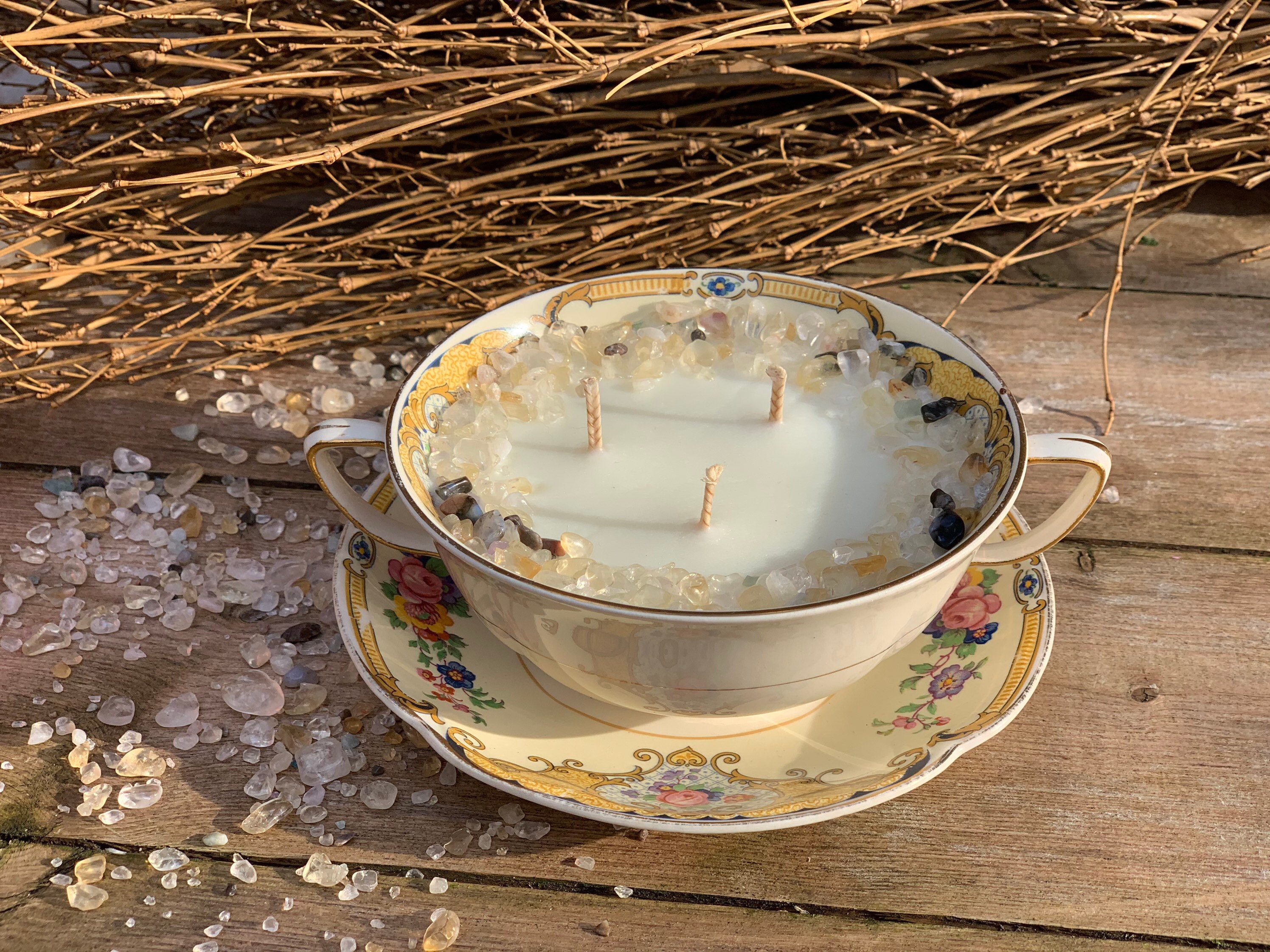 Vintage Handmade Crystal Candle Scented Candle Candle Etsy