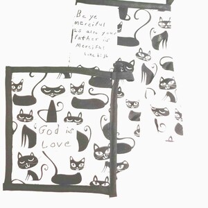 Cartoon cats and scriptures Oven mitt and  potholder