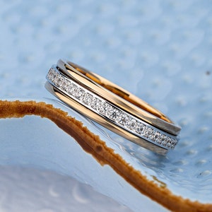 Zweifarbiger Ehering aus 14k Rose&Weißgold. Damen Ehering. Brautring. Goldener Ehering für Damen. Goldring für Sie