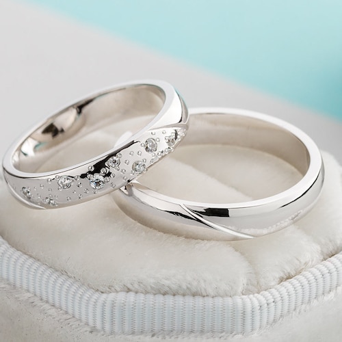 Gold Wedding Bands With Diamonds. Unique Wedding Bands. Couple Etsy