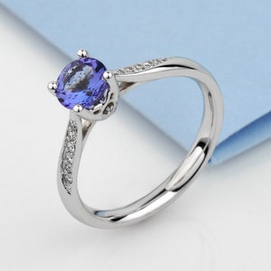 Engagement ring with tanzanite and diamonds. Unique proposal ring. Tanzanite Diamond Engagement Ring. Tanzanite and diamond ring