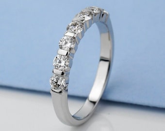Half Eternity Bridal Ring with top quality natural diamonds. Womens wedding band. Gold band with diamonds. Half eternity diamond band.